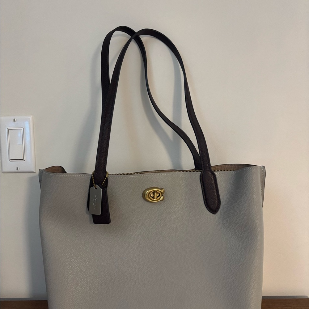 Coach Willow Gray and Brown Tote Bag
Like new condition.